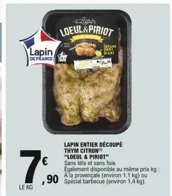E.Leclerc Lapin Entier Découpé Thym Citron offre