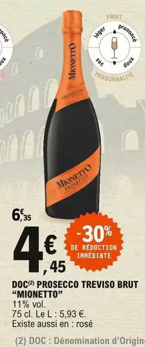 E.Leclerc Doc Prosecco Treviso Brut offre