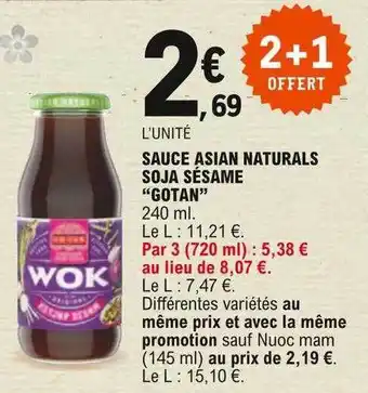 E.Leclerc Sauce Asian Naturals Soja Sésame offre
