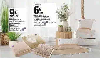 E.Leclerc Coussin De Sol En Jute, Coussin Déhoussable offre