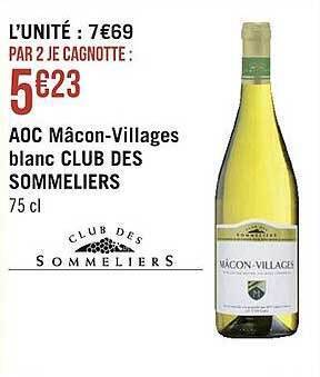 Géant Casino Aoc Mâcon-villages Blanc Club Des Sommeliers offre