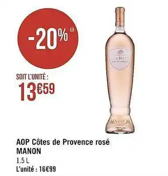Géant Casino Aop Côtes De Provence Rosé Manon offre