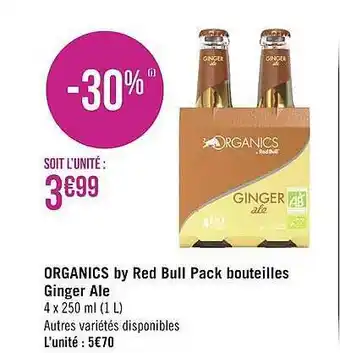Géant Casino Organics By Red Bull Pack Bouteilles Ginger Ale offre