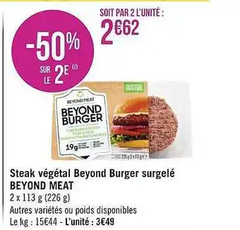 Géant Casino Steak Végétal Beyond Burger Surgelé Beyond Meat offre