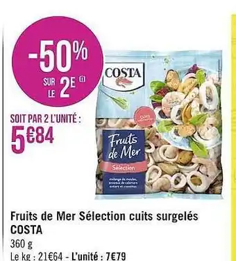 Géant Casino Fruits De Mer Sélection Cuits Surgelés Costa offre