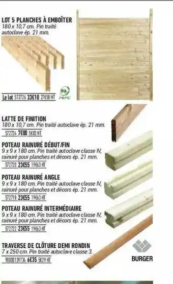 Bricorama Lot 5 Planches à Emboîter, Latte De Finition, Poteau Rainuré Début-fin, Poteau Rainuré Angle, Poteau Rainuré Intermédiaire, T offre