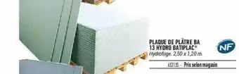 Bricorama Plaque De Plâtre Ba 13 Hydro Batiplac Nf offre