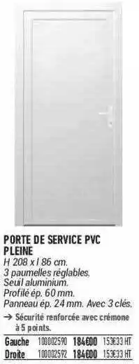 Bricorama Porte De Service Pvc Pleine offre
