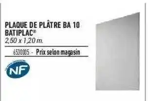 Bricorama Plaque De Plâtre Ba 10 Batiplac Nf offre