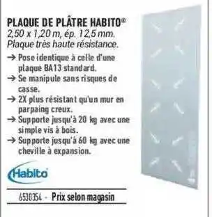 Bricorama Plaque De Plâtre Habito offre