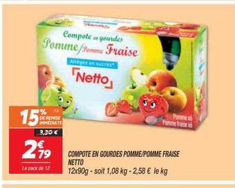 Netto Compote En Gourdes Pomme-pomme Fraise Netto offre
