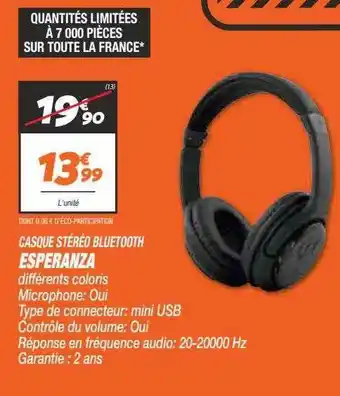Netto Casque Stéréo Bluetooth Esperanza offre