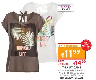 Trafic T-shirt dame offre