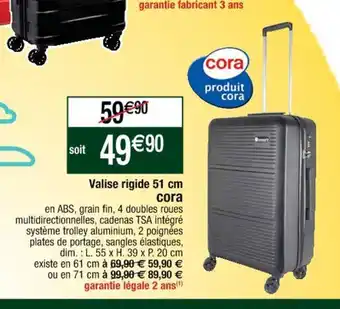 Cora x Carrefour Valise Rigide 51cm Cora offre