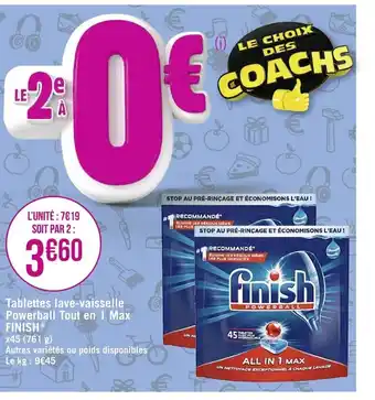 Casino Supermarchés Finish Tablettes Lave-Vaisselle Powerball Tout En 1 Max offre