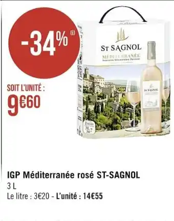 Casino Supermarchés IGP Méditérranée Rosé St-Sagnol offre