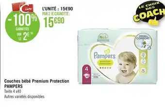 Casino Supermarchés Pampers Couches Bébé Premium Protection offre