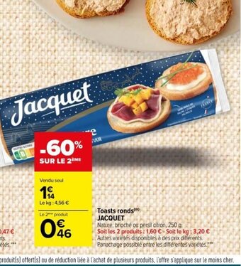 Carrefour Market Jacquet Toasts Ronds offre