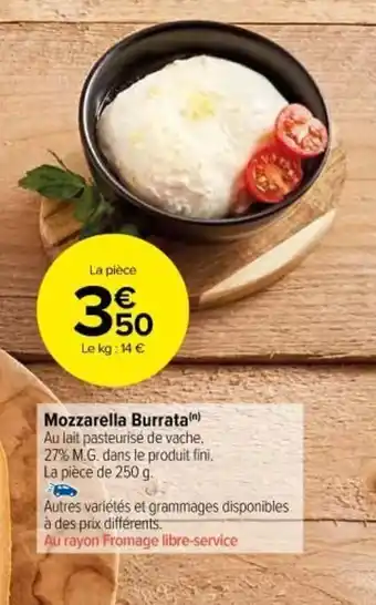 Carrefour Market Mozzarella Burrata offre