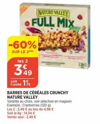 Bi1 Barres De Céréales Crunchy Nature Valley offre
