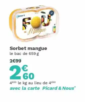 Picard Sorbet Mangue offre