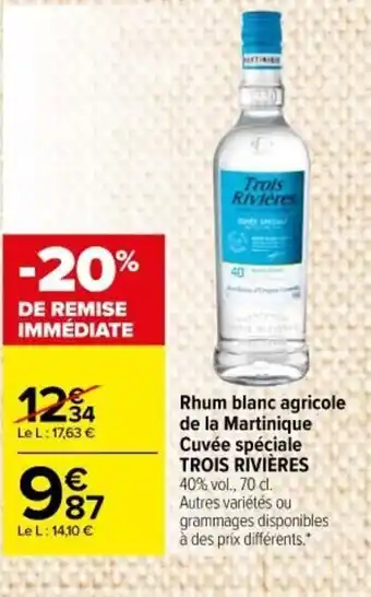 Carrefour Market Rhum Blanc Agricole de La Martinique Cuvée Spéciale Trois Rivières offre