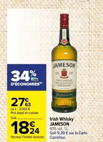 Carrefour Market Irish Whisky Jameson offre