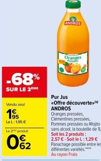 Carrefour Market Pur Jus Offre Découverte Andros offre
