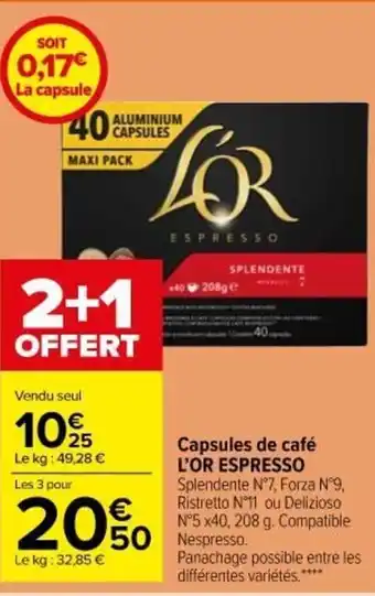 Carrefour Market l'Or Expresso Capsules de Café offre