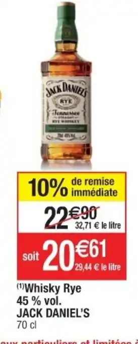 Cora x Carrefour Whisky Rye 45% vol. Jack Daniel's offre