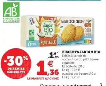 Super U Biscuits Jardin Bio offre