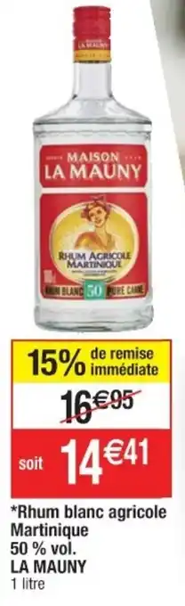 Cora x Carrefour Rhum blanc agricole Martinique 50% vol. La Mauny offre