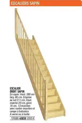 Bricorama Escalier Droit Sapin offre
