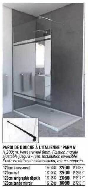 Bricorama Paroi De Douche à L'italienne offre