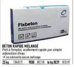 Bricorama Béton Rapide Mélangé Fixbéton offre
