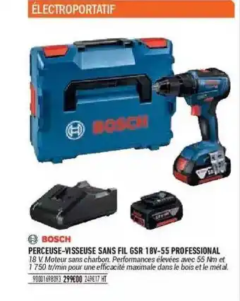Bricorama Perceuse-visseuse Sans Fil Gsr 18 V-55 Professional Bosch offre