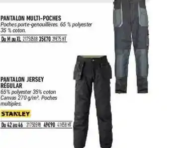 Bricorama Pantalon Multi-poches, Pantalon Jersey Régular Stanley offre