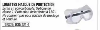 Bricorama Lunettes Masque De Protection offre