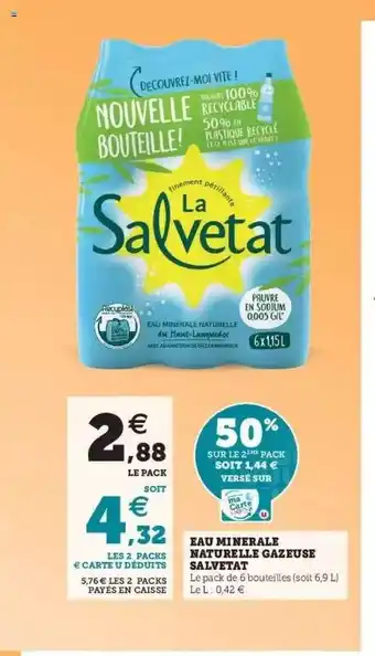Hyper U Eau Minérale Naturelle Gazeuse Salvetat offre