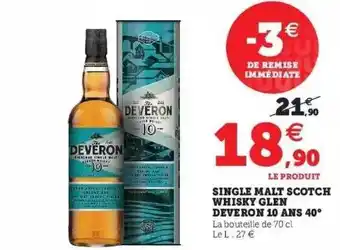 Hyper U Single Malt Scotch Whisky Glen Deveron 10 Ans 40° offre