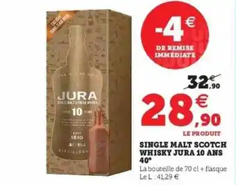 Hyper U Single Malt Scotch Whisky Jura 10 Ans 40° offre