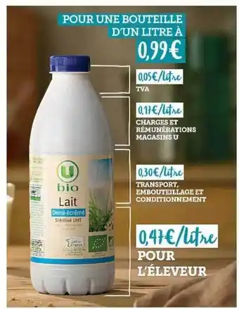 Hyper U Lait Demi-écrémé U Bio offre