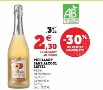 Hyper U Pétillant Sans Alcool Listel offre