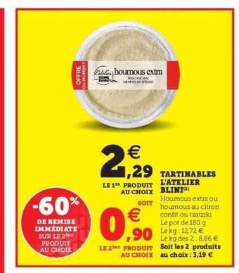 Hyper U Tartinables L'atelier Blini offre