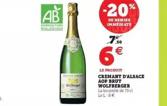 Hyper U Crémant D'alsace Aop Brut Wolfberger offre
