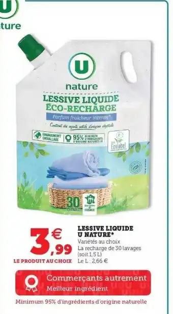 Hyper U Lessive Liquide U Nature offre