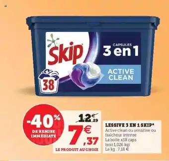 Hyper U Lessive 3 En 1 Skip offre