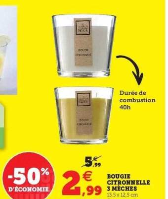 Bougie Citronnelle 3 Mèches