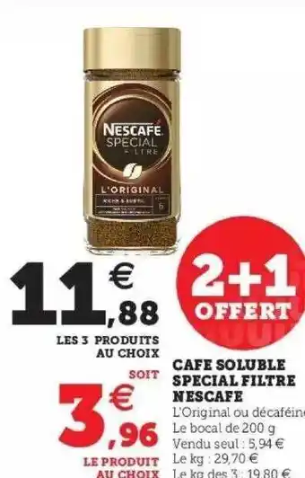 Hyper U Café Soluble Spécial Filtre Nescafé offre