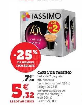 Hyper U Café L'or Tassimo offre